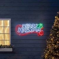 Christow Merry Christmas Rope Light Sign Mains Powered 100-185cm | Size: Large