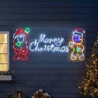 Christow Merry Christmas Rope Light Sign Santa Gingerbread Man 173.5cm