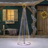 Christow Snowfall LED Maypole Christmas Tree Outdoor Decoration 1.4-2.5m in White | Size: Large