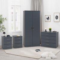 Seconique Dakotia 2 Door Wardrobe Bedroom Set in Dark Grey