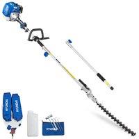 Hyundai Power Products Hyundai 52cc 42cm Long Reach Petrol Pole Hedge Trimmer Pruner 2-Stroke in Blue