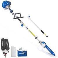 Hyundai Power Products Hyundai 52cc Petrol Pole Saw Pruner Chainsaw 2.7m Long Reach 26cm in Blue