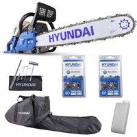 Hyundai Power Products Hyundai 20" 50cm 62cc Petrol Chainsaw, 2-Stroke Easy-Start HYC6200X in Blue