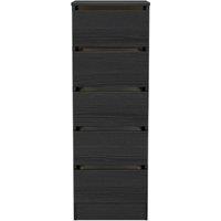 Ready Assembled 2 U Crosby 5 Drawer Tall Bedside Cabinet in Black Ash