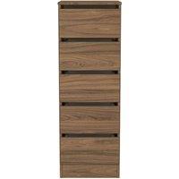 Ready Assembled 2 U Crosby 5 Drawer Tall Bedside Cabinet in Carini Walnut