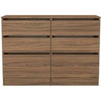Ready Assembled 2 U Crosby 6 Drawer Wide Chest in Carini Walnut