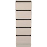 Ready Assembled 2 U Crosby 5 Drawer Tall Bedside Cabinet in Kashmir Ash in Light Beige
