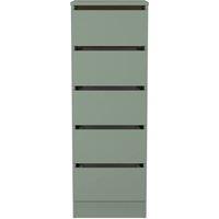 Ready Assembled 2 U Crosby 5 Drawer Tall Bedside Cabinet in Reed Green in Pale Green