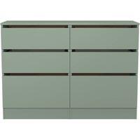 Ready Assembled 2 U Crosby 6 Drawer Wide Chest in Reed Green in Pale Green