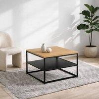Wyld Haus Haslev Natural Oak Square Coffee Table Full Bottom Shelf