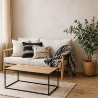 Wyld Haus El Paso Coffee Table Black Metal Frame Wild Oak Effect Top in Natural