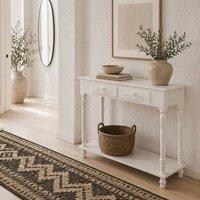 Wyld Haus Relo White Wooden French Console Table 2 Drawers & Bottom Shelf
