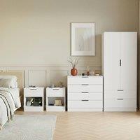 HD Designs Trega 4Pc Bedroom Set (Bedside x2, 4Dr Chest & Wardrobe) in White