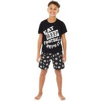 Bedlam Boy's Eat Sleep Football Pyjama Set in Black | Size: 7-8 Years