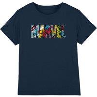 Marvel Logo Characters Kids T-Shirt, Navy | Size: 5-6 Years