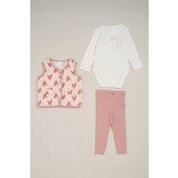Lily and Jack Girl's 3 Piece Bodysuit, Borg Gilet and Flared Legging Set in Pink | Size: 3 Years