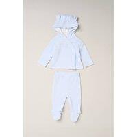 Rock a Bye Baby Boy's Ribbed Velour Jacket with Bear Ears & Footed Trousers in Blue | Size: 0-3 m