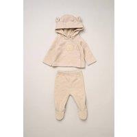 Rock a Bye Baby Boy's Ribbed Velour Jacket & Footed Trousers Set in Beige | Size: Newborn