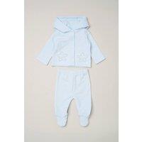 Rock a Bye Baby Boy's Star Quilted Jacket & Footed Trousers Set in Baby Blue | Size: Newborn