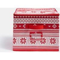 OHS Christmas Cube Storage Lid Box Basket Decorative Organiser in Red