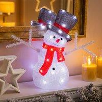 Christow Light Up Acrylic Snowman Christmas Decoration 30 LED Timer 35cm