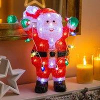 Christow Light Up Santa String Lights Christmas Decoration 50 LED Timer 35cm