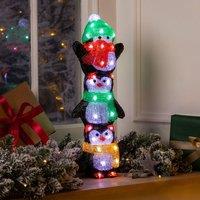 Christow Light Up Penguin Tower Christmas Decoration 40 LED Timer 50cm