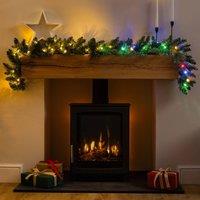 Christow Pre-Lit Plain Spruce Christmas Garland LED Door Decoration Timer | Size: 6ft