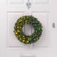 Christow Pre-Lit Plain Spruce Christmas Wreath LED Door Decoration Timer | Size: 45 cm