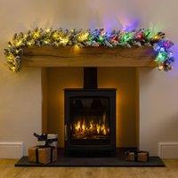 Christow Pre-Lit Snow Flocked Christmas Garland LED Door Decoration Timer | Size: 6ft