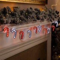 Christow Christmas Candy Cane Infinity Light Garland 140 Red White LEDs 135cm