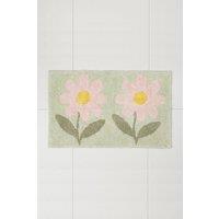 Homescapes Wild Flower Bath Mat - 50 x 80 cm in Green
