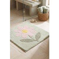 Homescapes Wild Flower Square Shower Mat - 50x50cm in Green | Size: 50x50 cm