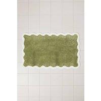 Homescapes Luxury Scalloped Cotton Bath Mat - 50 x 80 cm in Green