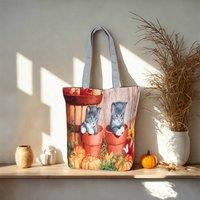 Coopers of Stortford Puppy or Kitten Design Shoulder Bag, H27cm x W35cm x D37cm in Orange