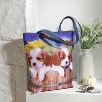 Coopers of Stortford Puppy or Kitten Design Shoulder Bag, H27cm x W35cm x D37cm in Blue