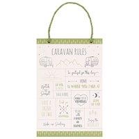 KDMD 30cm Happy Camper Caravan Rules Hanging Sign in Beige