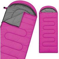 Aamira Sleeping Bag Adult Hooded 3 Season Lightweight Water-Resistant Purple in Fuchsia | Size: Single