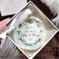 Amaya Rose Ltd First Christmas as Mr & Mrs Bauble 2026, Newlywed Christmas Ornament in Clear