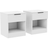 HD Designs Trega 1 Drawer Bedside Cabinet Space saving, Set Of 2 in White