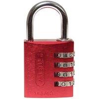 ABUS Mechanical 145 Series Aluminium Combination Padlock in Red
