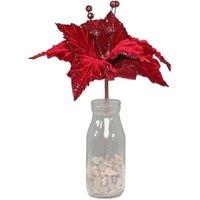 KDMD Small Velvet Burgundy Poinsettia Pick 3 Pack
