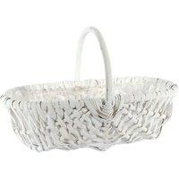 KDMD White Oval Split Willow Basket with Handle & Liner 31cm