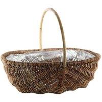 KDMD Oval Split Willow Basket Handle & Liner Natural 31cm