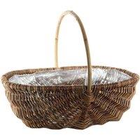 KDMD Oval Split Willow Basket Handle & Liner Natural 37cm