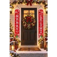 Lovii Red Merry Christmas Hanging Banner Set