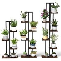 Costway 4+5+6-Tier Indoor Flower Stands Multi-Tiered Shelves in Brown