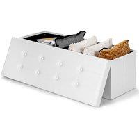 Costway Foldable Storage Ottoman Bench Large Storage Chest with Divider in White