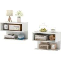 Costway Set of 2 Wall Mounted Bedside Tables Hanging Side Table in White