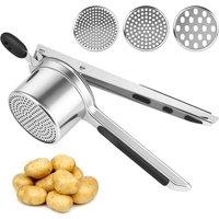 NESTLUNE Large Potato Ricer, Heavy Duty Stainless Steel Potato Ricer in Silver